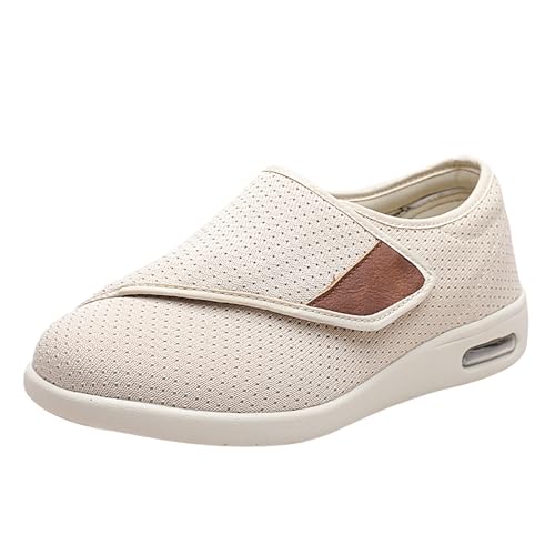 Gesundheitsschuh für Senioren,Damen und Herren Therapeutische Diabetiker Schuhe Breiten für Geschwollene, Breite und Diabetische Füße,Beige,46 von Quiteyan