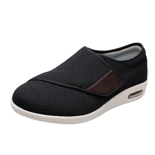 Hausschuhe für Frauen Memory Foam Arthritis,Diabetische Fußschuhe, Verstellbarer Daumen Valgus Schuhe,Extra Breite Diabetiker-Schuhe Herren,Black,43 von Quiteyan