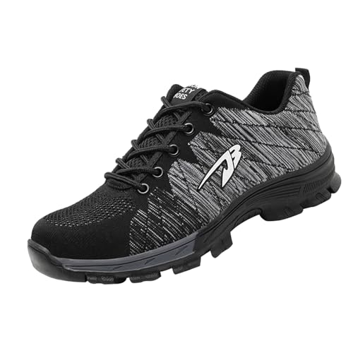 Herren Damen Atmungsaktive Stahlkappenschuhe,Cushion Safety Toe Athletischer Arbeitsschuh für Industrie und BAU,Grey▁40 von Quiteyan