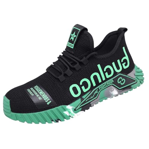 Quiteyan Anti-Perforations Luftdurchlässige Schuhe,Arbeitsschuhe Mit Stahlkappe Sportlich Leichtgewicht Breathable rutschfeste Schutzschuhee Unisex,Green▁38 von Quiteyan