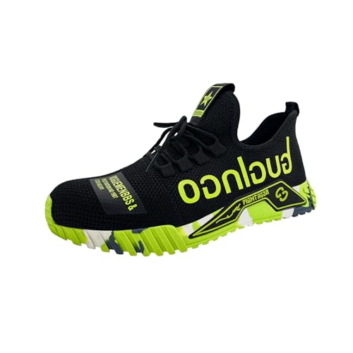 Quiteyan Anti-Perforations Luftdurchlässige Schuhe,für Herren Damen Atmungsaktive und leichte Sicherheits-Bauarbeitsschuhe,Fluorescent Green▁48 von Quiteyan