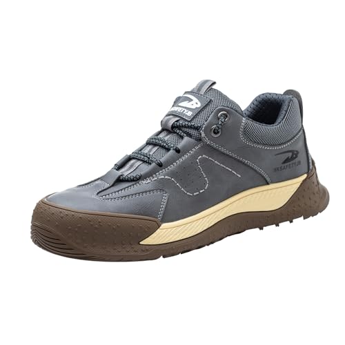 Quiteyan Arbeitsschuhe Herren Damen Sicherheitsschuhe,Leicht mit Stahlkappe Schutzschuhe Sportlich Atmungsaktiv Schuhe Anti-Smashing Anti-Piercing,Grey,44 von Quiteyan