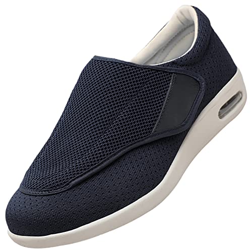 Quiteyan Gesundheitsschuh für Senioren,Warme Diabetikerschuhe, verstellbare Schuhe für geschwollene Füße älterer Menschen Diabetes Schuhe,Blue,47 von Quiteyan