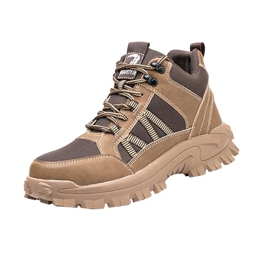 Quiteyan Sicherheitsschuhe Herren Damen,Herren Damen Arbeitsschuhe Leicht Sportlich Atmungsaktiv Schutzschuhe Stahlkappe Sneaker,Brown▂37 von Quiteyan