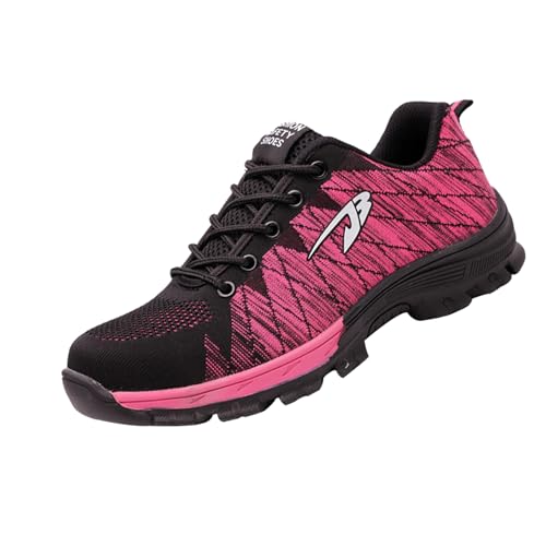 Quiteyan Sportlich Atmungsaktiv Schutzschuhe,Arbeitsschuhe Mit Stahlkappe Sportlich Leichtgewicht Breathable rutschfeste Schutzschuhee Unisex,pink▁42 von Quiteyan