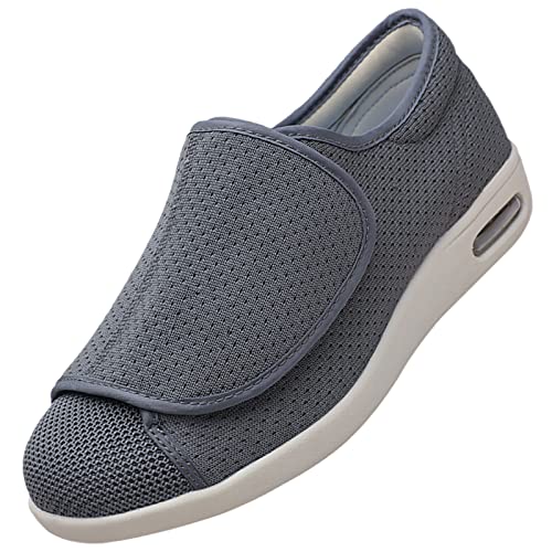 Quiteyan Verstellbarer Damen Slipper,Diabetische Fußschuhe, Verstellbarer Daumen Valgus Schuhe,Extra Breite Diabetiker-Schuhe Herren,Grey,43 von Quiteyan