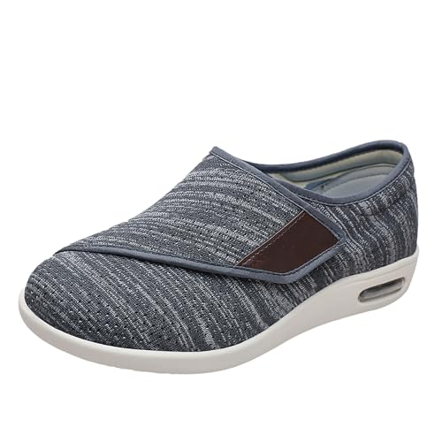 Quiteyan Verstellbarer Damen Slipper,Schuhe Herren Damen Sehr Weite Passform Fitting Memory Foam Atmungsaktiv Touch Fastening Hausschuhe,Dark Gray,47 von Quiteyan