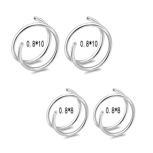 Quizzhe Doppel Hoop Nasenring für Einzelpiercing 8mm10mm Spirale Nasenring für Frauen 20G Chirurgenstahl Nasenring Hoop Fake Silber Nasenpiercings 316L Edelstahl Doppellagiger Nasenclip, 20G, Metall Quizzhe Doppel Hoop Nasenring für Einzelpiercing 8mm10mm Spirale Nasenring für Frauen 20G Chirurgenstahl Nasenring Hoop Fake Silber Nasenpiercings 316L Edelstahl Doppellagiger Nasenclip, 20G, Metall von Quizzhe