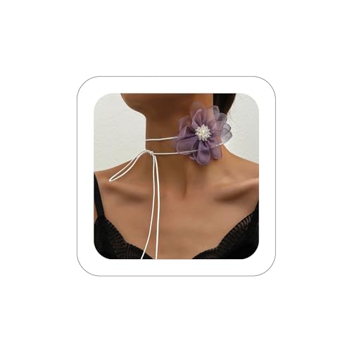 Quizzhe Halskette mit Kristallblumen, Vintage-Stil, künstliche violette Blume, Halsband, Krawatte, lange Wickel-Schnürung, florale Halskette, Abschlussballschmuck für Damen Quizzhe Halskette mit Kristallblumen, Vintage-Stil, künstliche violette Blume, Halsband, Krawatte, lange Wickel-Schnürung, florale Halskette, Abschlussballschmuck für Damen von Quizzhe