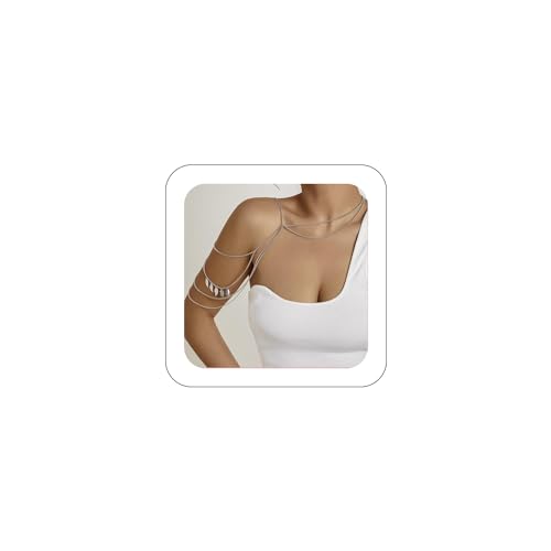 Quizzhe Mehrschichtige Arm-Körperkette, Quaste, Choker, Schulter-Halskette, Blatt-Körperkette, ethnische Körperkette, Schmuck für Damen, Gold, Silber, Einheitsgröße Quizzhe Mehrschichtige Arm-Körperkette, Quaste, Choker, Schulter-Halskette, Blatt-Körperkette, ethnische Körperkette, Schmuck für Damen, Gold, Silber, Einheitsgröße von Quizzhe