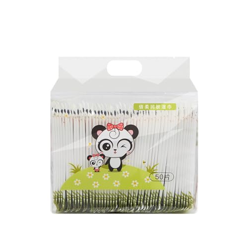 Mini-Handtücher, 50 Stück/Packung, tragbare Einzel-Feuchttücher, sanfte Vlies-Tücher für Gesicht und Hände, Panda-Verpackung von Qukaim