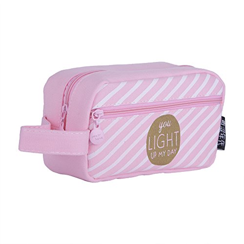 Qukaim Girlpenbox Große Kapazität Leinwand Federmäppchen Rosa Stiftebox für Schreibwaren und Make-up, Multifunktionstasche, 22 x 10 x 5 cm, mehrfarbig, 60_x_180_cm von Qukaim