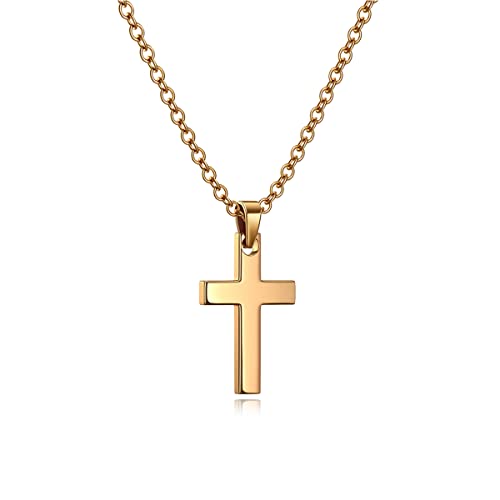 Qumfole Halskette Damen, Kreuz Kette Edelstahl Einstellbar Gold mit Anhänger 41 CM Länge für Frauen Herren Geschenk Qumfole Halskette Damen, Kreuz Kette Edelstahl Einstellbar Gold mit Anhänger 41 CM Länge für Frauen Herren Geschenk von Qumfole