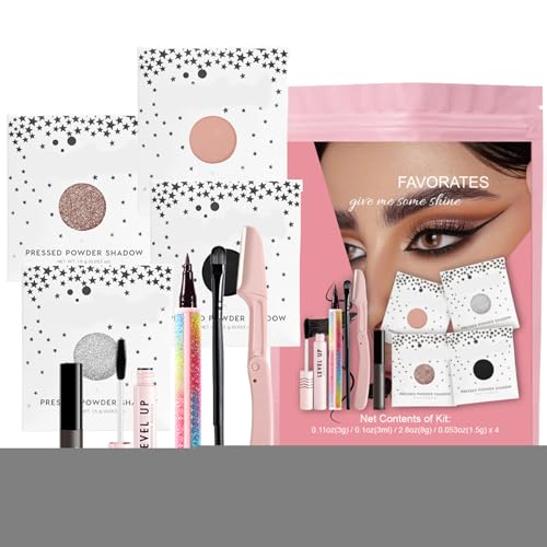 Qumiuu Buntes Make-up-Set, tragbares Make-up-Set | Wischfestes, farbenfrohes Make-up-Set | 9-teiliges tragbares Kosmetikset für Mädchen, langlebiges Kosmetikset für Urlaub, Reisen, Dating von Qumiuu