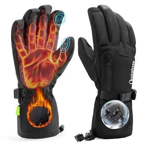 Qunature Ski Handschuhe Damen/Herren Skihandschuhe Thermo Winterhandschuhe Touchscreen wasserdichte Winddichte Schneehandschuhe XS-XL für Winter-Sports Skifahren, Snowboarden, Wandern Schwarz L von Qunature