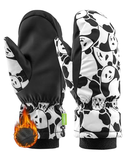 Qunature Skihandschuhe Panda-Design Handschuhe für 4-12 Kinder Winddichte und Warme Thermo Vollfingerhandschuhe für Winter Outdoor-Aktivitäten wie Skifahren, Eislaufen, Snowboarden S von Qunature