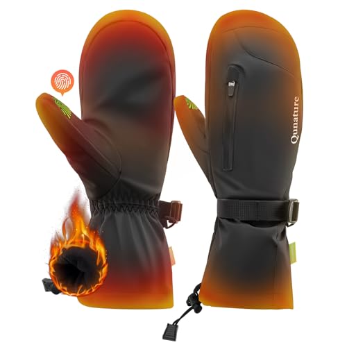 Qunature Skihandschuhe Thermo Winddichte Handschuhe Wasserdichte Warme Schneehandschuhe Vollfingerhandschuhe mit Touchscreen für Winter Outdoor-Aktivitäten wie Skifahren Damen/Herren Schwarz L von Qunature