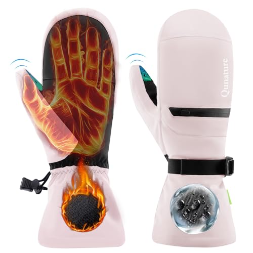 Qunature Skihandschuhe Winddichte wasserdichte Vollfingerhandschuhe Thermo Warme Sporthandschuhe mit Touchscreen-Funktion Handschuhe für Herbst und Winter Outdoor-Aktivitäten wie Skifahren, Eislaufen von Qunature