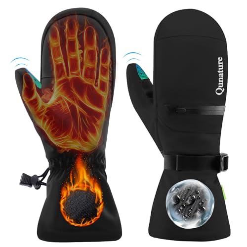Qunature Skihandschuhe Winddichte wasserdichte Vollfingerhandschuhe Thermo Warme Sporthandschuhe mit Touchscreen-Funktion Handschuhe für Herbst und Winter Outdoor-Aktivitäten wie Skifahren, Eislaufen von Qunature