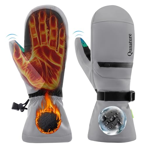 Qunature Skihandschuhe Winddichte wasserdichte Vollfingerhandschuhe Thermo Warme Sporthandschuhe mit Touchscreen-Funktion Handschuhe für Herbst und Winter Outdoor-Aktivitäten wie Skifahren, Eislaufen von Qunature