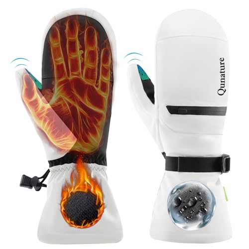 Qunature Skihandschuhe Winddichte wasserdichte Vollfingerhandschuhe Thermo Warme Sporthandschuhe mit Touchscreen-Funktion Handschuhe für Herbst und Winter Outdoor-Aktivitäten wie Skifahren, Eislaufen von Qunature