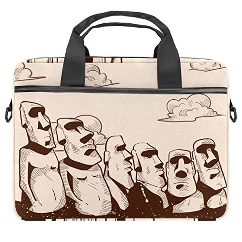 Catoon Faultiermuster Laptop Schulter Messenger Bag Crossbody Aktentasche Messenger Sleeve für 13 13,3 14,5 Zoll Laptop Tablet Protect Tote Bag Case, Osterinsel Moai Statue, 11x14.5x1.2in /28x36.8x3 cm von Quniao