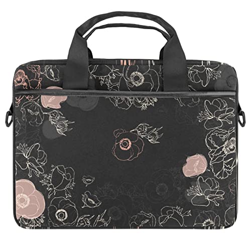 Hand Drawn Flower Laptop Shoulder Messenger Bag Crossbody Briefcase Messenger Sleeve for 13 13.3 14.5 Inch Laptop Tablet Protect Tote Bag Case, mehrfarbig, 11x14.5x1.2in /28x36.8x3 cm von Quniao