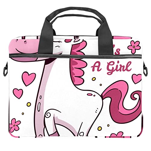 Pink Catoon Unicorn It's a Girl Laptop Schultertasche Umhängetasche Aktentasche Messenger Sleeve für 13 13,3 14,5 Zoll Laptop Tablet Schutz Tragetasche Tasche, mehrfarbig, 11x14.5x1.2in /28x36.8x3 cm von Quniao