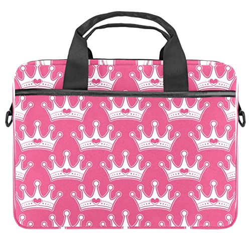 Pink Girly Princess Royalty Crown Laptop Schultertasche Umhängetasche Aktentasche Messenger Sleeve für 13 13,3 14,5 Zoll Laptop Tablet Protect Tote Bag Case, mehrfarbig, 11x14.5x1.2in /28x36.8x3 cm von Quniao