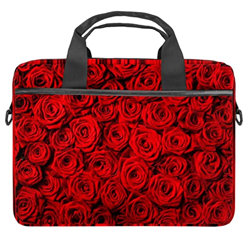 Romantische rote Rosen-Muster Laptop Schultertasche Messenger Bag Crossbody Aktentasche Messenger Sleeve für 13 13,3 14,5 Zoll Laptop Tablet Schutz Tote Bag Case, mehrfarbig, 11x14.5x1.2in /28x36.8x3 cm von Quniao