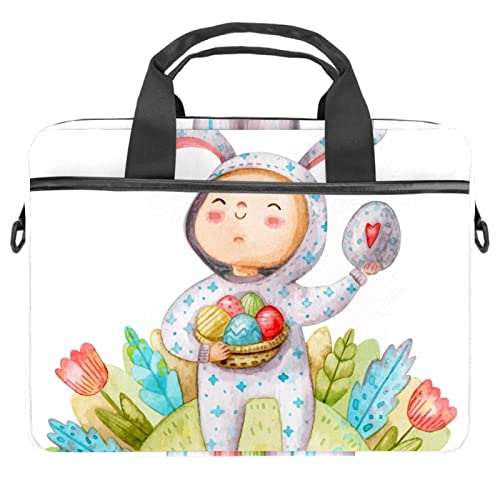 Watercolor Boy Take Easter Eggs Laptop Shoulder Messenger Bag Crossbody Briefcase Messenger Sleeve for 13 13.3 14.5 Inch Laptop Tablet Protect Tote Bag Case, mehrfarbig, 11x14.5x1.2in /28x36.8x3 cm von Quniao