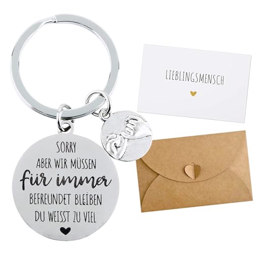 Freundinnen Geschenk, Freundinnen Geschenke Schlüsselanhänger, Herzfömiger Schlüsselanhänger Grußkarte Kraftpapier Umschlag, Beste Freundin Geschenk Freundschafts Abschiedsfeier Abschluss Geburtstag von Qunkun