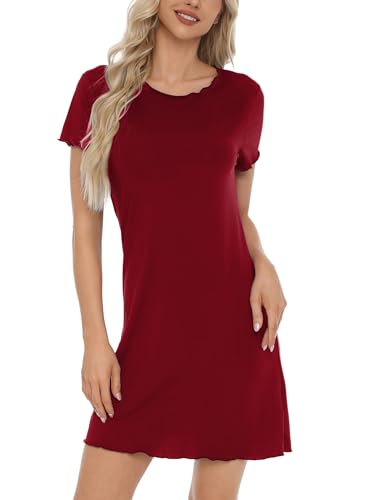 Quoboquo Nachthemd Kurzarm Negligees Sommer Nachtkleid T-Shirt Sleepwear Schlafhemd Mit Rüschen Quoboquo Nachthemd Kurzarm Negligees Sommer Nachtkleid T-Shirt Sleepwear Schlafhemd Mit Rüschen von Quoboquo