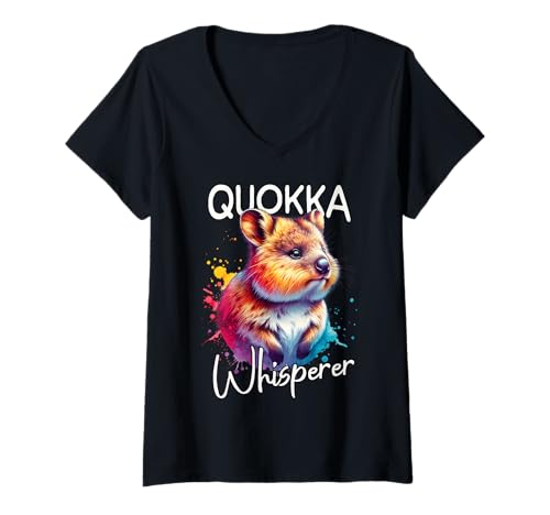 Damen Quokka Whisperer Quokka T-Shirt mit V-Ausschnitt von Quokka Designs Für Damen Und Herren