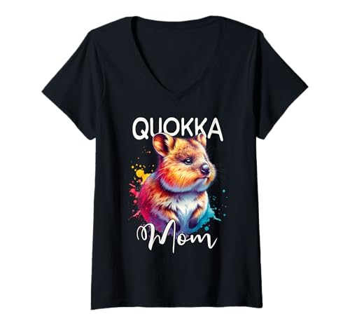 Damen Quokka Mom Quokka Mama T-Shirt mit V-Ausschnitt Damen Quokka Mom Quokka Mama T-Shirt mit V-Ausschnitt von Quokka Mama Für Damen