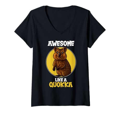 Damen Quokkas Quokka T-Shirt mit V-Ausschnitt Damen Quokkas Quokka T-Shirt mit V-Ausschnitt von Quokkas Quokka Tier Shop