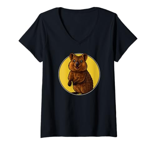 Damen Quokkas Quokka T-Shirt mit V-Ausschnitt Damen Quokkas Quokka T-Shirt mit V-Ausschnitt von Quokkas Quokka Tier Shop