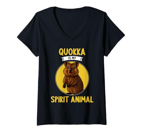 Damen Quokkas Quokka T-Shirt mit V-Ausschnitt Damen Quokkas Quokka T-Shirt mit V-Ausschnitt von Quokkas Quokka Tier Shop