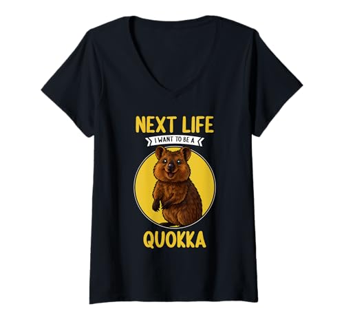 Damen Quokkas Quokka T-Shirt mit V-Ausschnitt Damen Quokkas Quokka T-Shirt mit V-Ausschnitt von Quokkas Quokka Tier Shop