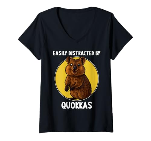 Damen Quokkas Quokka T-Shirt mit V-Ausschnitt von Quokkas Quokka Tier Shop