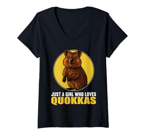 Damen Quokkas Quokka T-Shirt mit V-Ausschnitt Damen Quokkas Quokka T-Shirt mit V-Ausschnitt von Quokkas Quokka Tier Shop