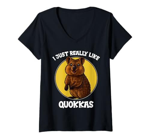 Damen Quokkas Quokka T-Shirt mit V-Ausschnitt Damen Quokkas Quokka T-Shirt mit V-Ausschnitt von Quokkas Quokka Tier Shop