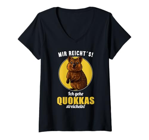Damen Quokkas Quokka T-Shirt mit V-Ausschnitt Damen Quokkas Quokka T-Shirt mit V-Ausschnitt von Quokkas Quokka Tier Shop