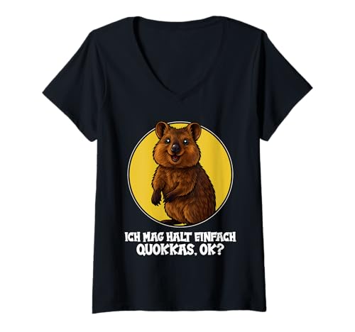 Damen Quokkas Quokka T-Shirt mit V-Ausschnitt von Quokkas Quokka Tier Shop