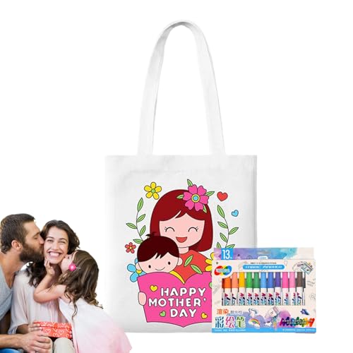 Quorvex Blank Canvas Taschen | Süßigkeiten Beutel - Muttertag Bastelset Mit Stiften Kunst Aktivitäten Für Kinder Mädchen Schule Zuhause Kindergarten Unterwegs von Quorvex