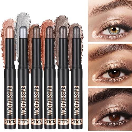 Quorvex Cremiger Lidschattenstift - 6 Stück cremige Lidschattenstifte,Langhaft Wasserdicht Makeup Für Damen Mädchen Reise Party Hochzeit von Quorvex