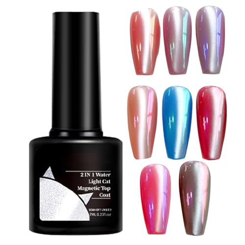 Quorvex Magnetischer Nagellack Gel | 7ml Magnetischer Wasserheller Nagellack,2 in 1 Glitzer Topcoat Für Damen Maniküre Salon Hochzeit Urlaub von Quorvex