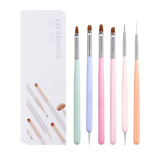 Quorvex Nagelbürsten | 6 Stück Nagel Design Stift - Doppelköpfiges Maniküre Set Mit Strassstein-Für Damen Salon Zuhause UV Gel Reise Studio- & Heimanwendung von Quorvex