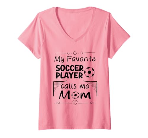 Damen Mein Lieblingsfußballspieler nennt Mich Mama T-Shirt mit V-Ausschnitt Damen Mein Lieblingsfußballspieler nennt Mich Mama T-Shirt mit V-Ausschnitt von Quote Soccer Mom