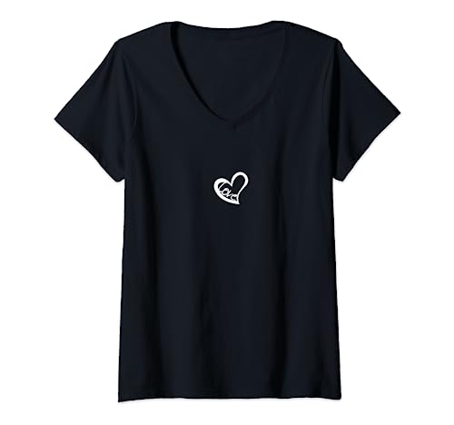 Damen Love Schrift mit Herz weiß Schrift modern süß schwarz T-Shirt mit V-Ausschnitt Damen Love Schrift mit Herz weiß Schrift modern süß schwarz T-Shirt mit V-Ausschnitt von Quote4You-Stud10